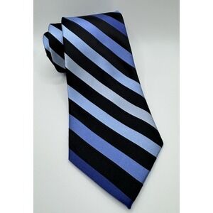 George Men's Tie Blue Black Striped Classic Silk Blend Neck Tie Business Formal
